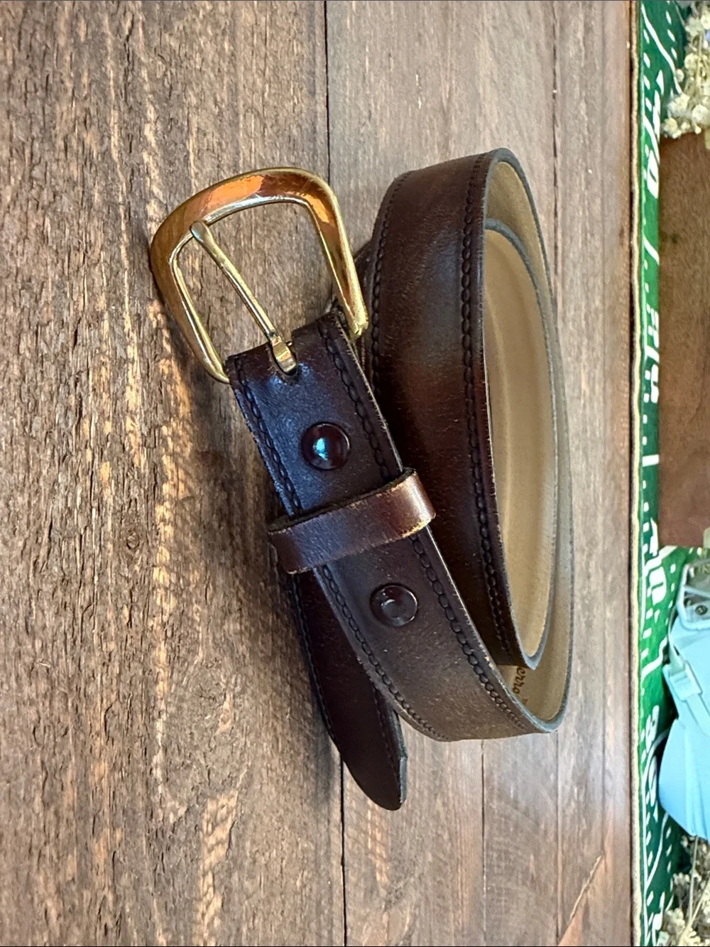 Vintage Hickok Sierra Brown Hand Rubbed Saddle Leather Belt 34 Made in USA VTG